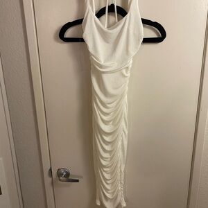 Elegant White Ruched Dress